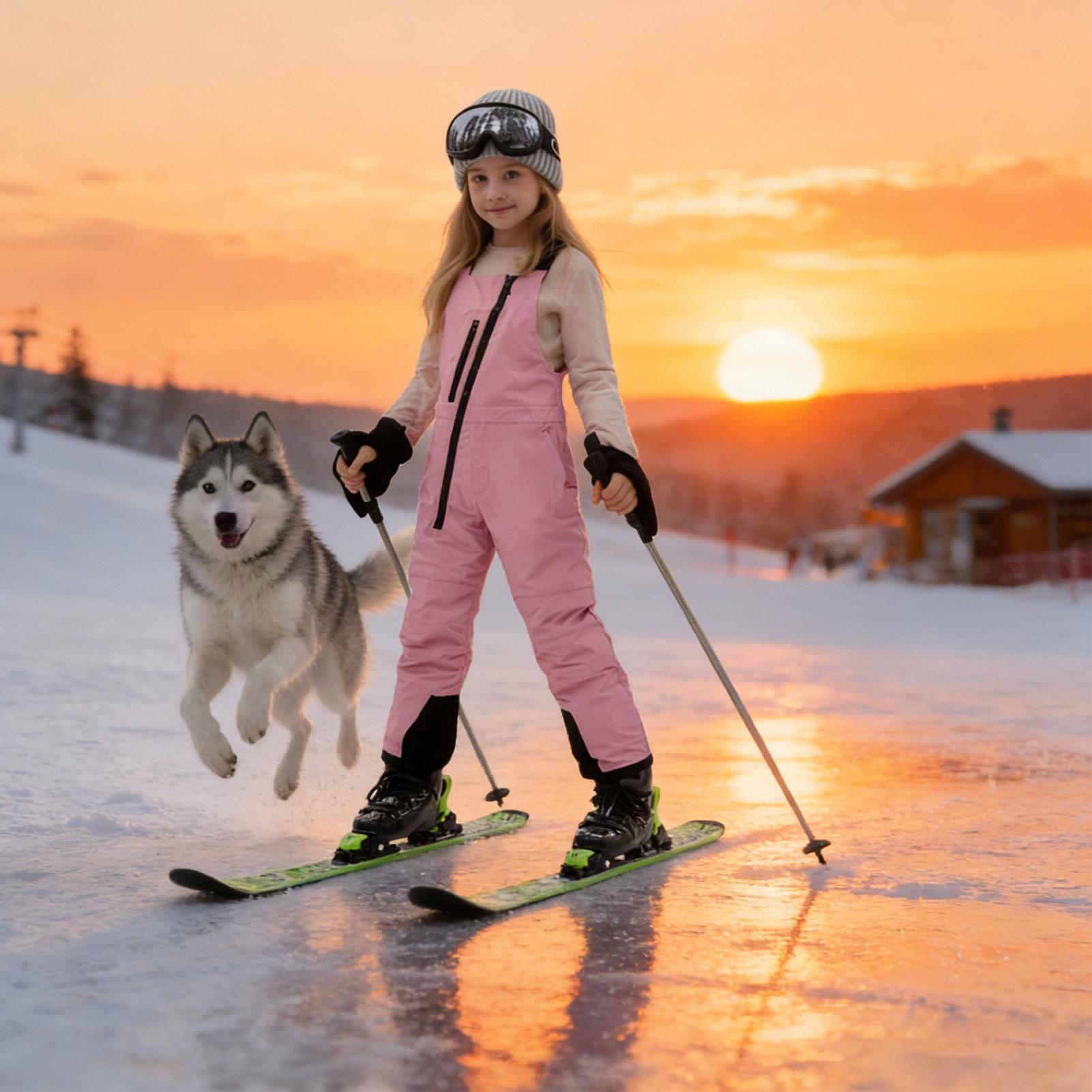 Outdoor Adventure Girls - 子供用冬用スノースーツオーバーオール、防水断熱スノービブ、雪遊び、ハイキング、登山、寒い天候でのアウトドアアドベンチャーに