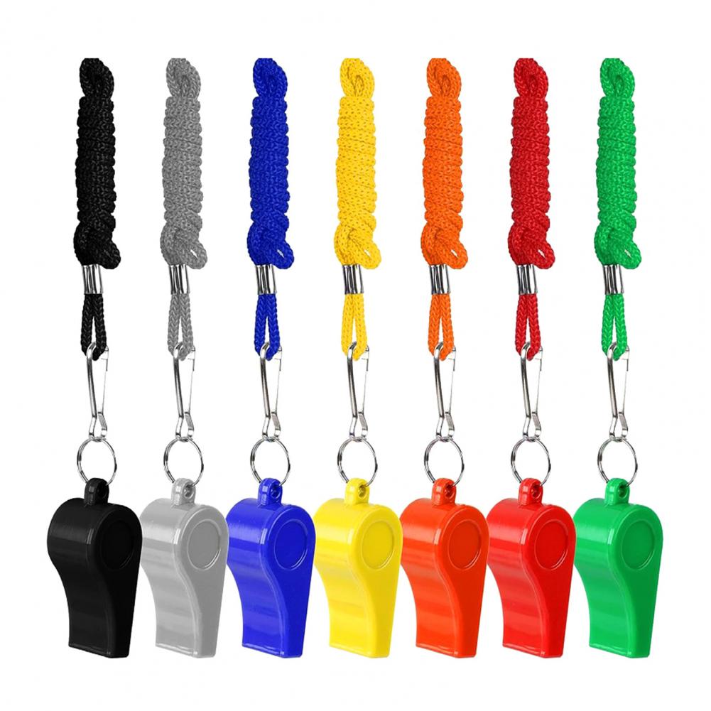 Emergency Whistle Pea - 10個入り プラスチックホイッスル ランヤード付き 大音量 スポーツ審判用ホイッスル コーチ用