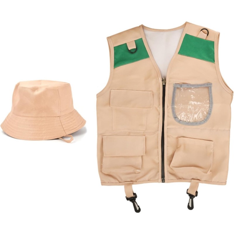 サファリコスチューム、カーゴベストと帽子付き、男の子と女の子 - Outdoor Adventure Girls のレビューと価格