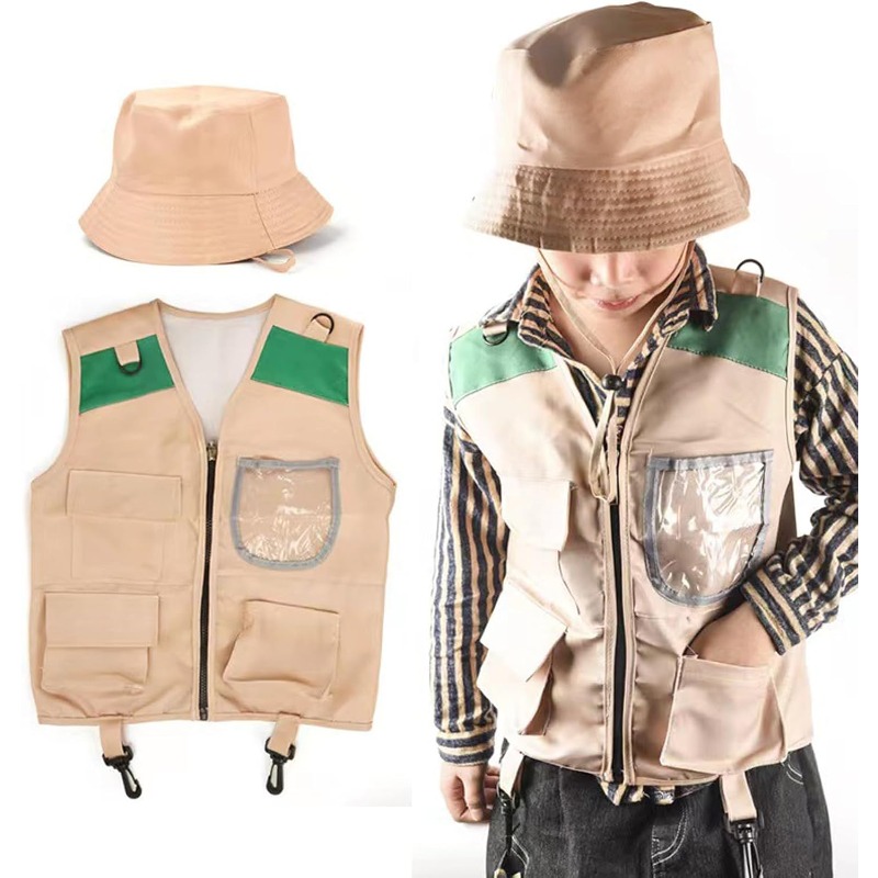 サファリコスチューム、カーゴベストと帽子付き、男の子と女の子 - Outdoor Adventure Girls のレビューと価格