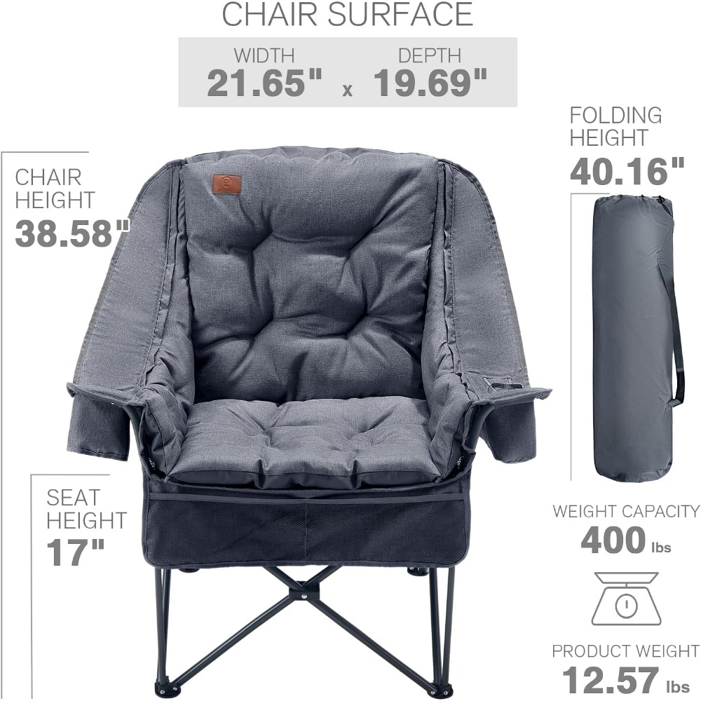 耐久性のあるXLキャンプチェア、取り外し可能なクッションとク - Outdoor Adventure Xl のレビューと価格