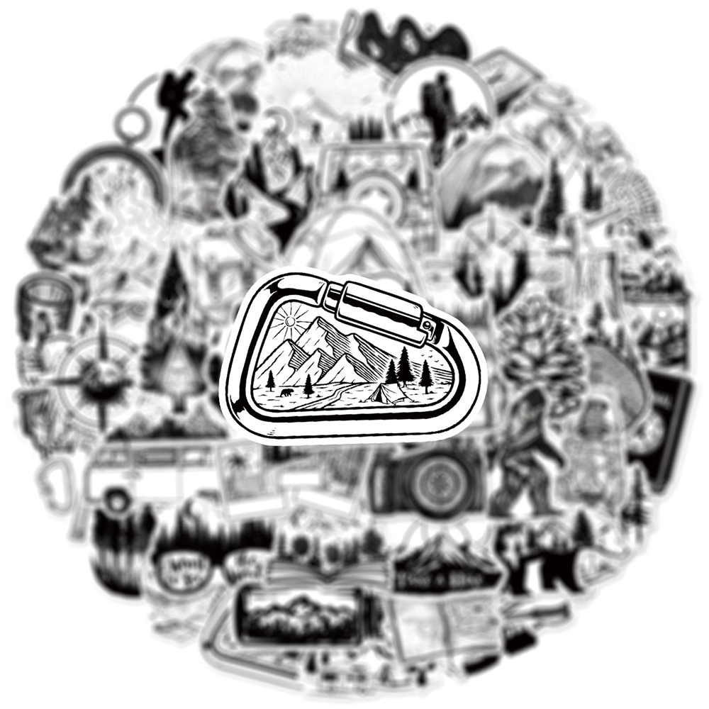 10/30/50 個黒白アウトドアアドベンチャー漫画ステッカ - Outdoor Adventure Girls のレビューと価格