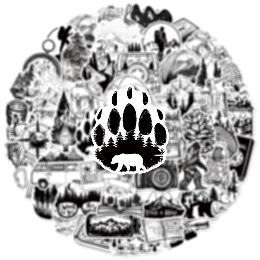 10/30/50 個黒白アウトドアアドベンチャー漫画ステッカ - Outdoor Adventure Girls のレビューと価格
