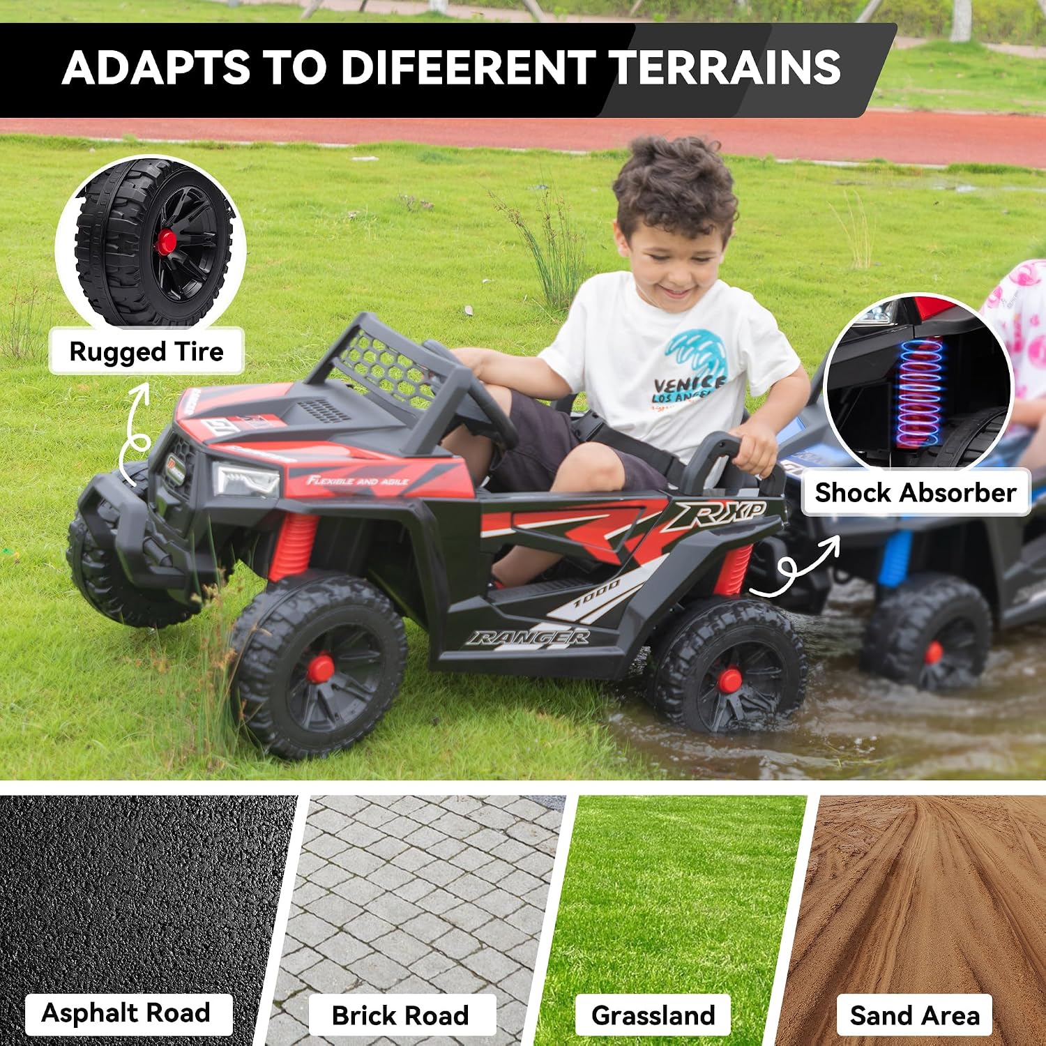 子供用バッテリー駆動4輪車 電動おもちゃ 幼児用 36 レッ - Outdoor Adventure Utv のレビューと価格