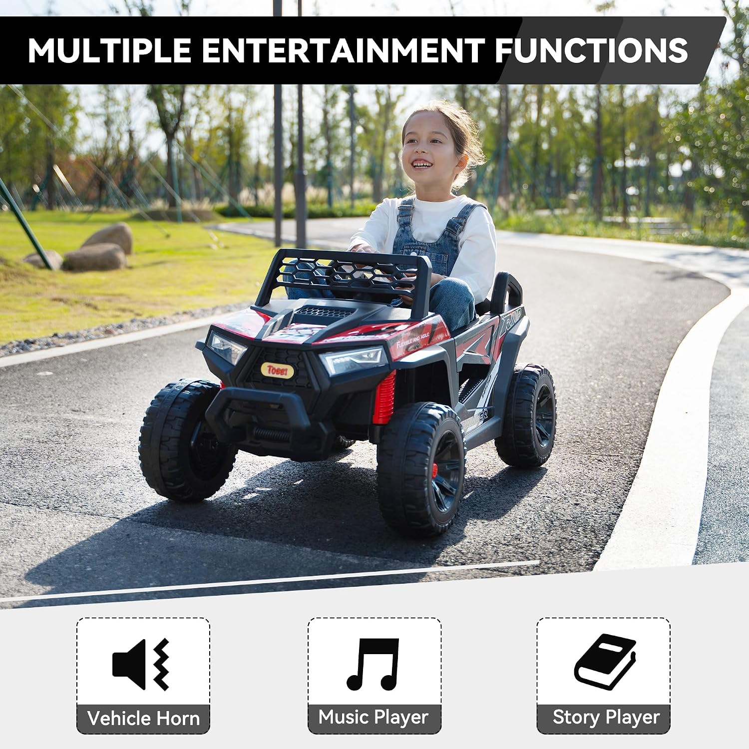 子供用バッテリー駆動4輪車 電動おもちゃ 幼児用 36 レッ - Outdoor Adventure Utv のレビューと価格